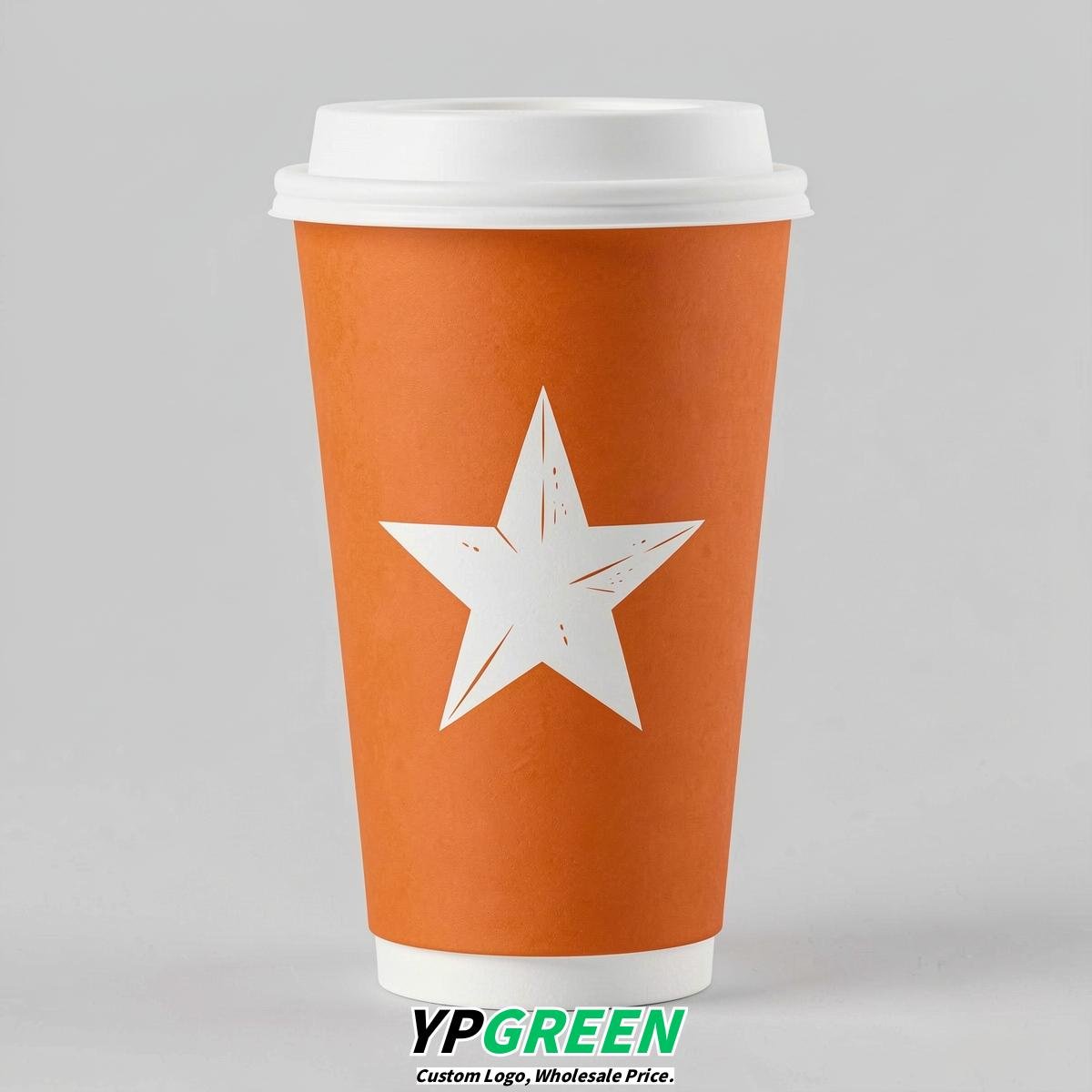 Tangerine Stars Paper Cups with Lids 8-24oz