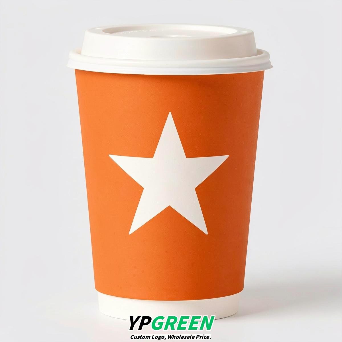 Tangerine Stars Paper Cups with Lids 8-24oz