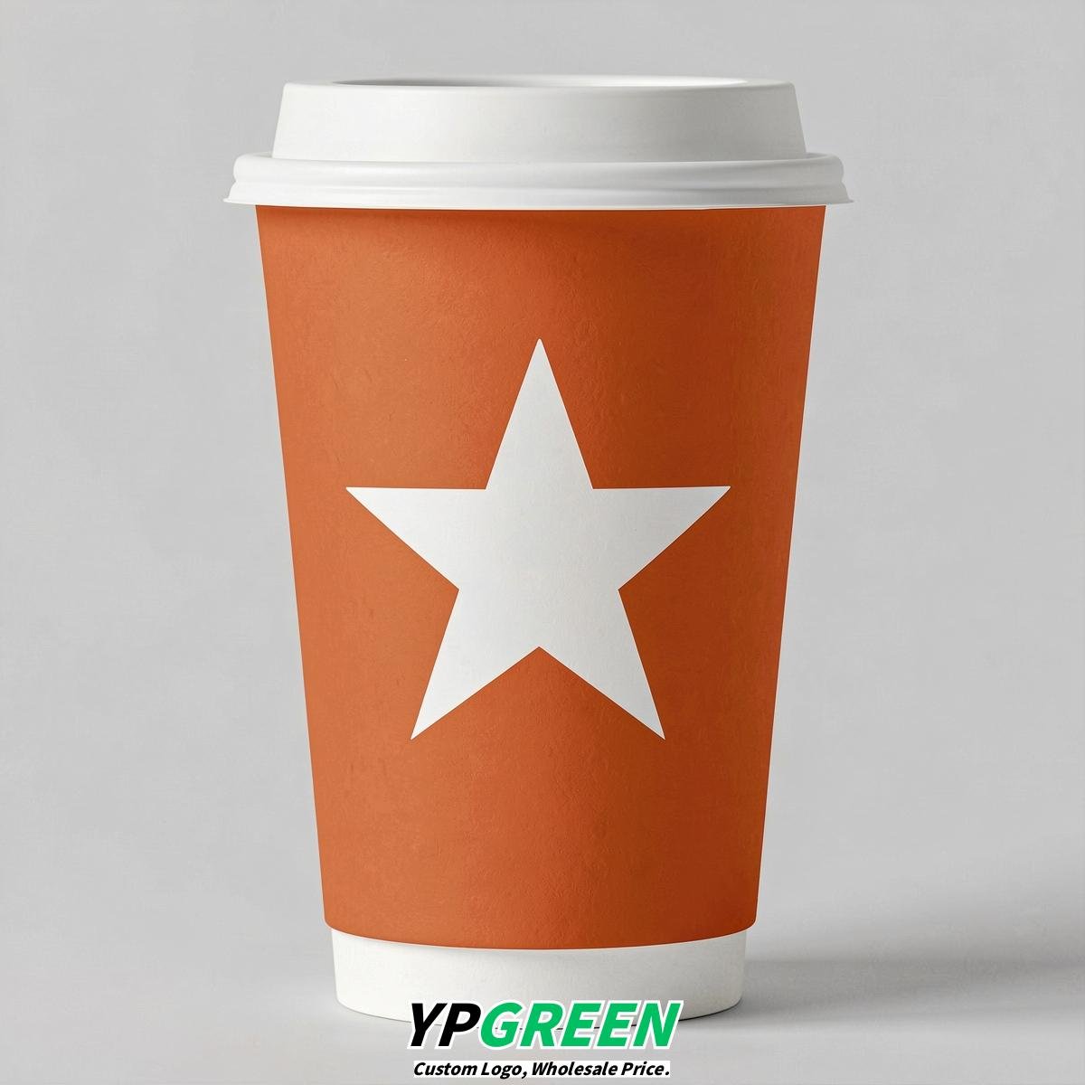 Tangerine Stars Paper Cups with Lids 8-24oz