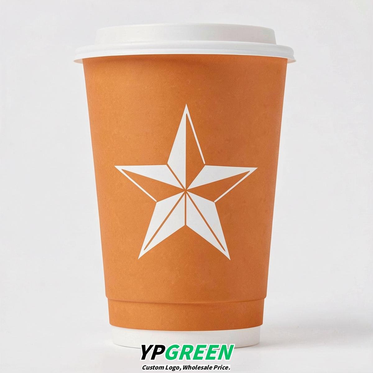 Tangerine Stars Paper Cups with Lids 8-24oz