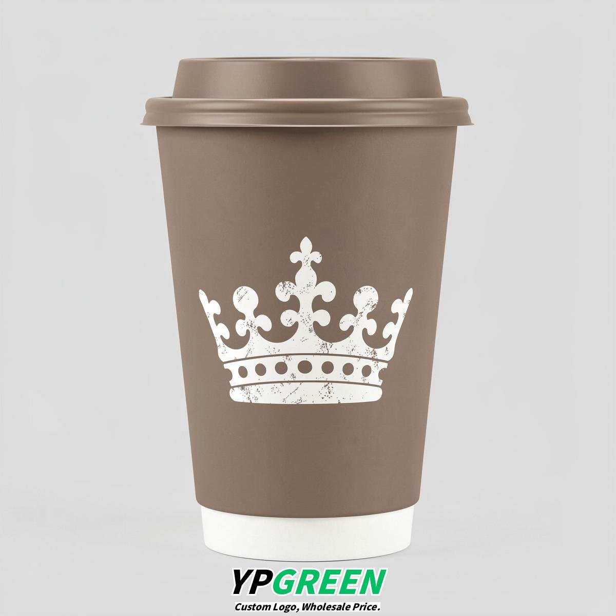 Taupe Paper Cups with Crown Design 8-24oz