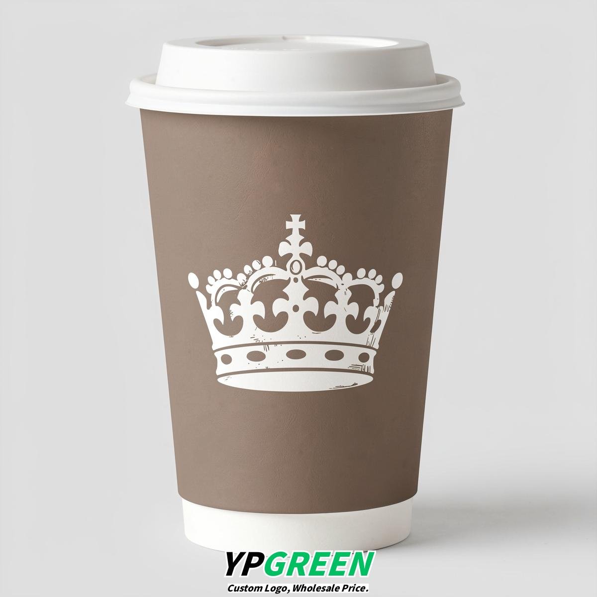 Taupe Paper Cups with Crown Design 8-24oz