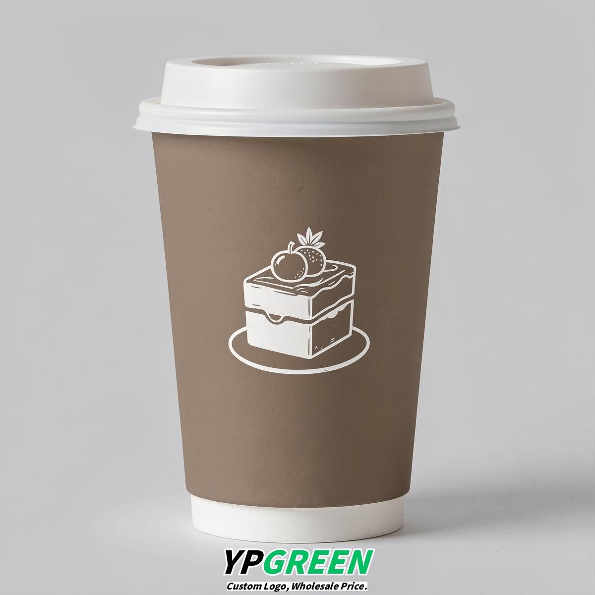 Taupe Paper Cups with Desserts Design 8-24oz