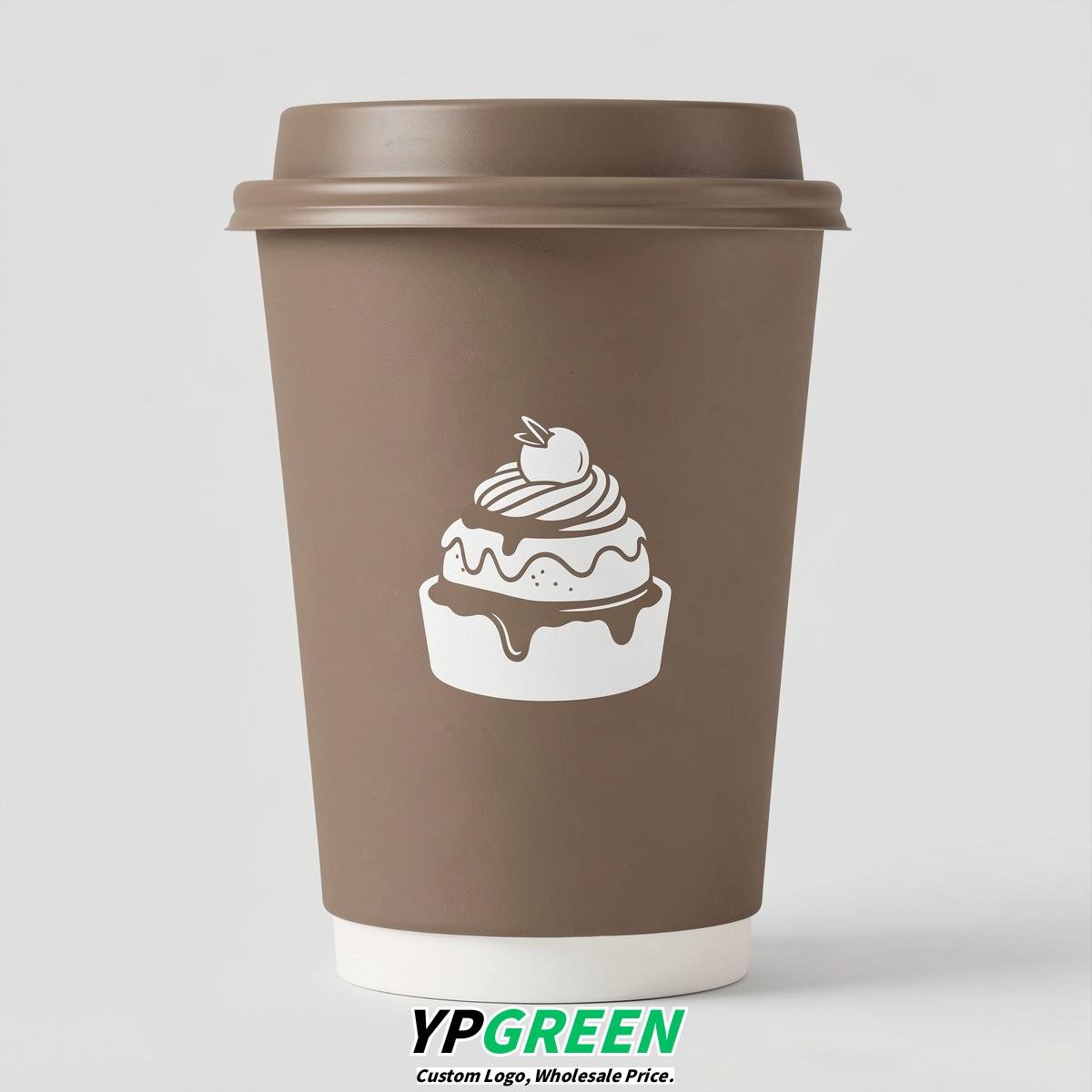 Taupe Paper Cups with Desserts Design 8-24oz