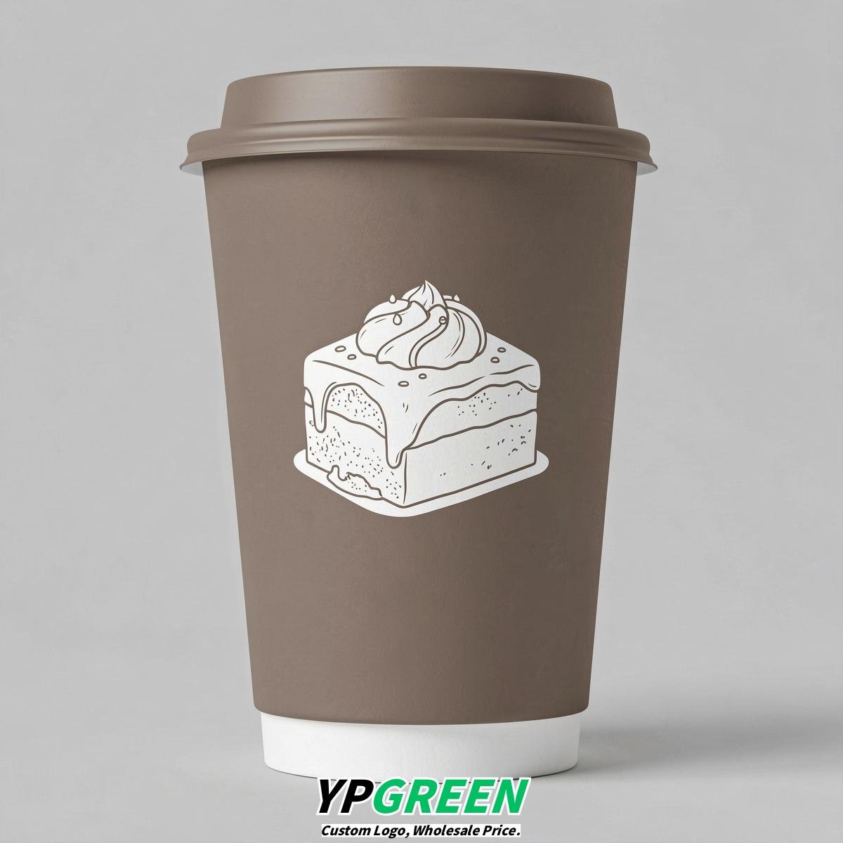 Taupe Paper Cups with Desserts Design 8-24oz