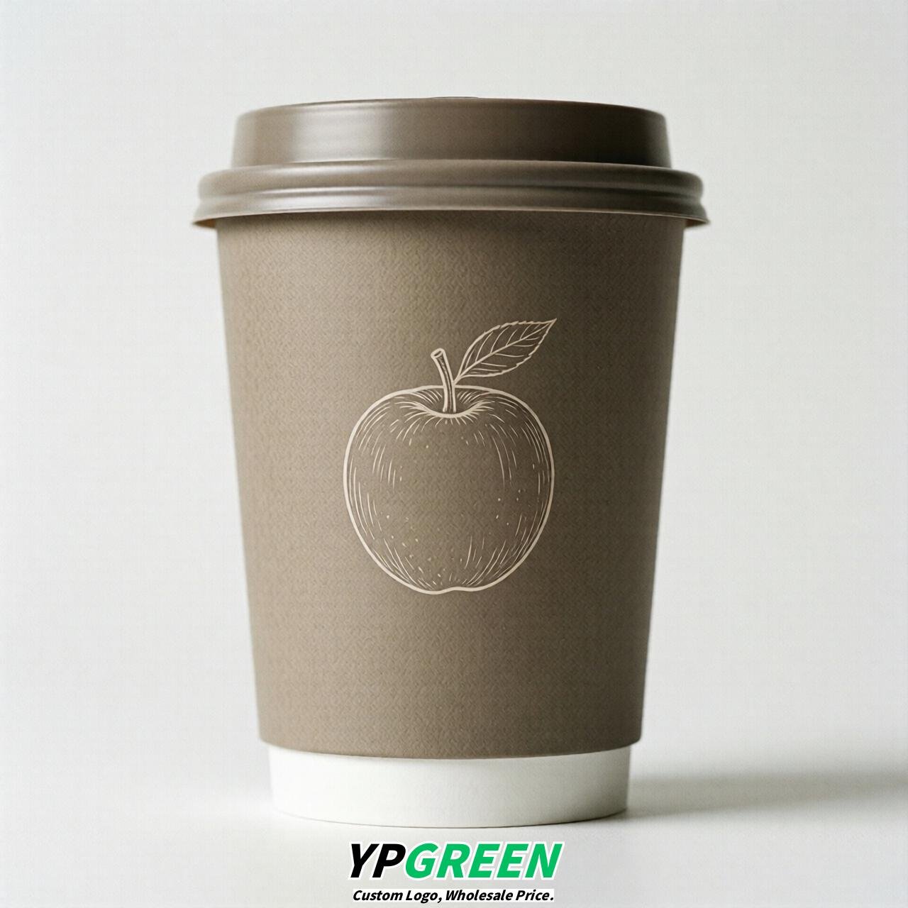Taupe Fruits Paper Cups with Lids 8-24oz