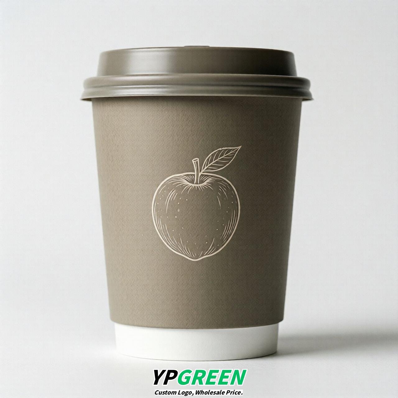 Taupe Fruits Paper Cups with Lids 8-24oz