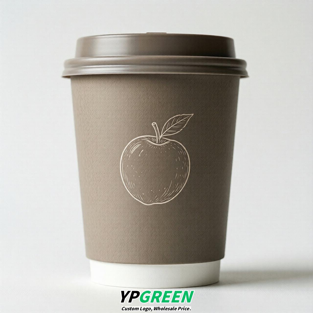 Taupe Fruits Paper Cups with Lids 8-24oz