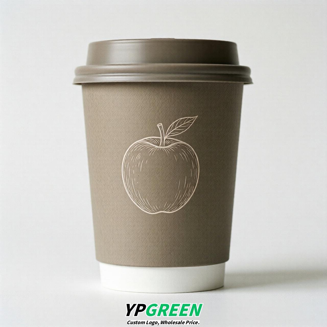 Taupe Fruits Paper Cups with Lids 8-24oz