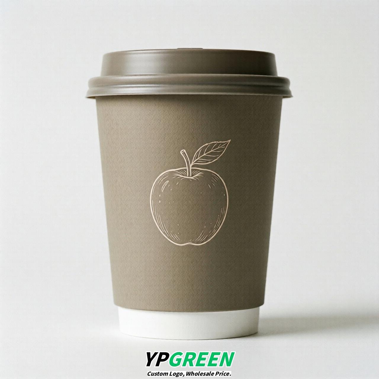 Taupe Fruits Paper Cups with Lids 8-24oz