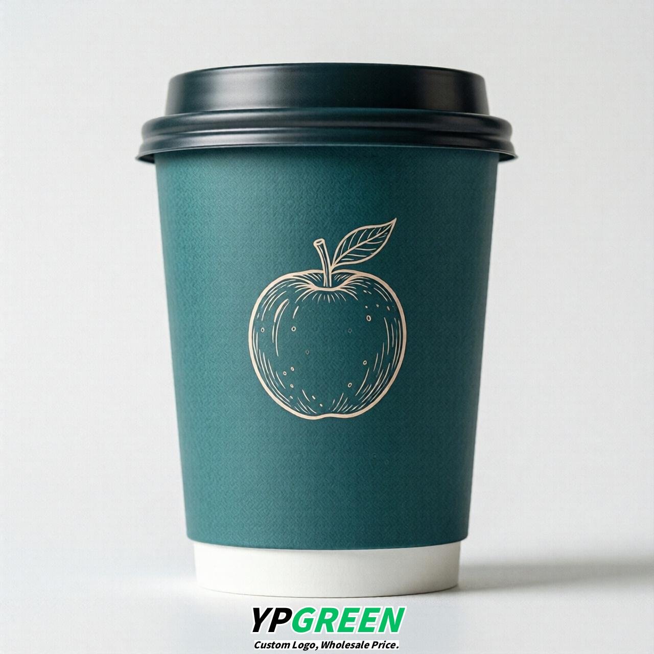 Teal Fruits Paper Cups with Lids 8-24oz