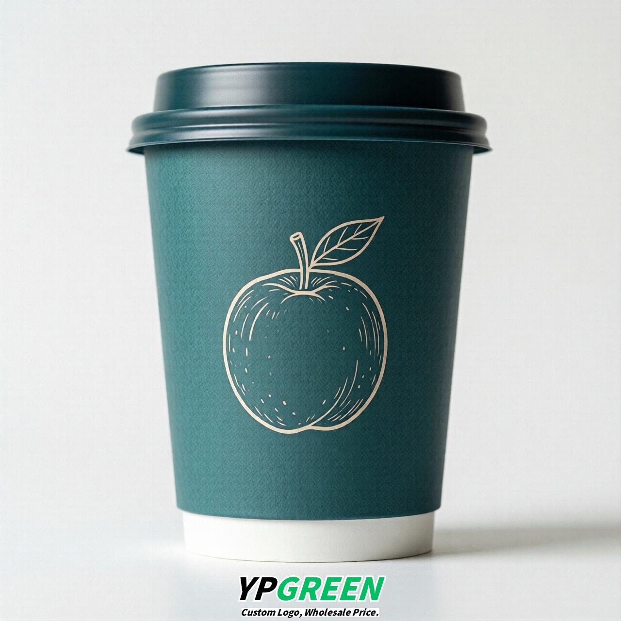 Teal Fruits Paper Cups with Lids 8-24oz