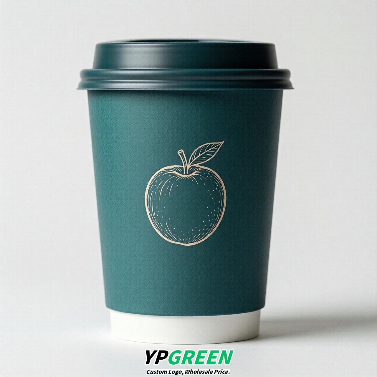 Teal Fruits Paper Cups with Lids 8-24oz