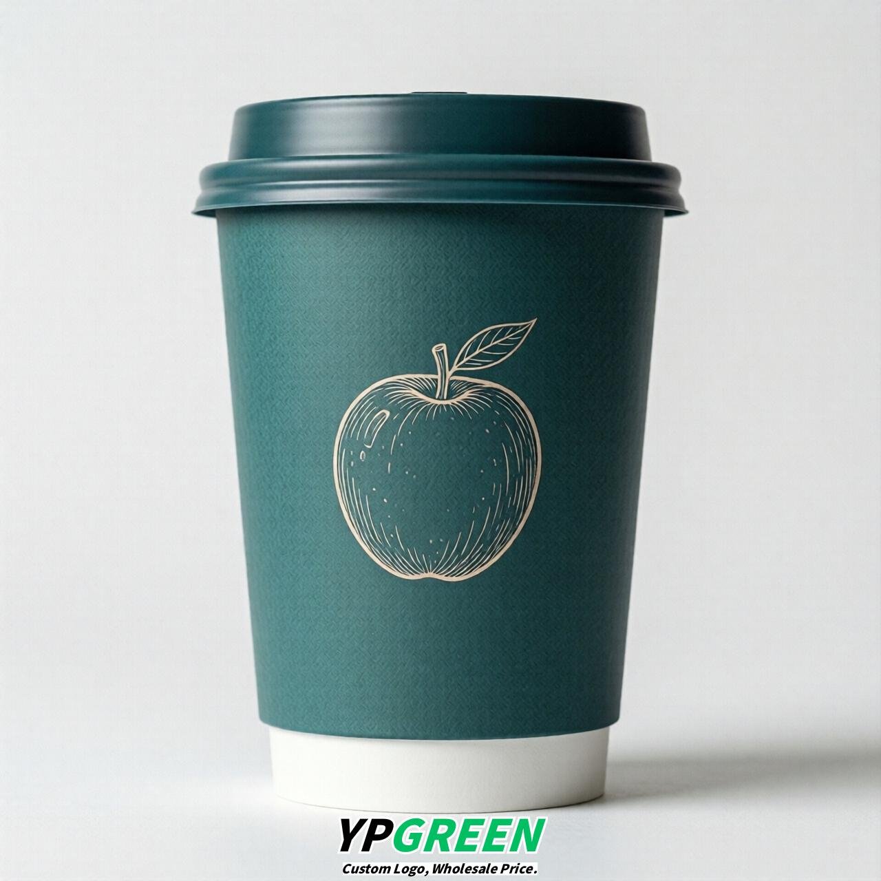 Teal Fruits Paper Cups with Lids 8-24oz