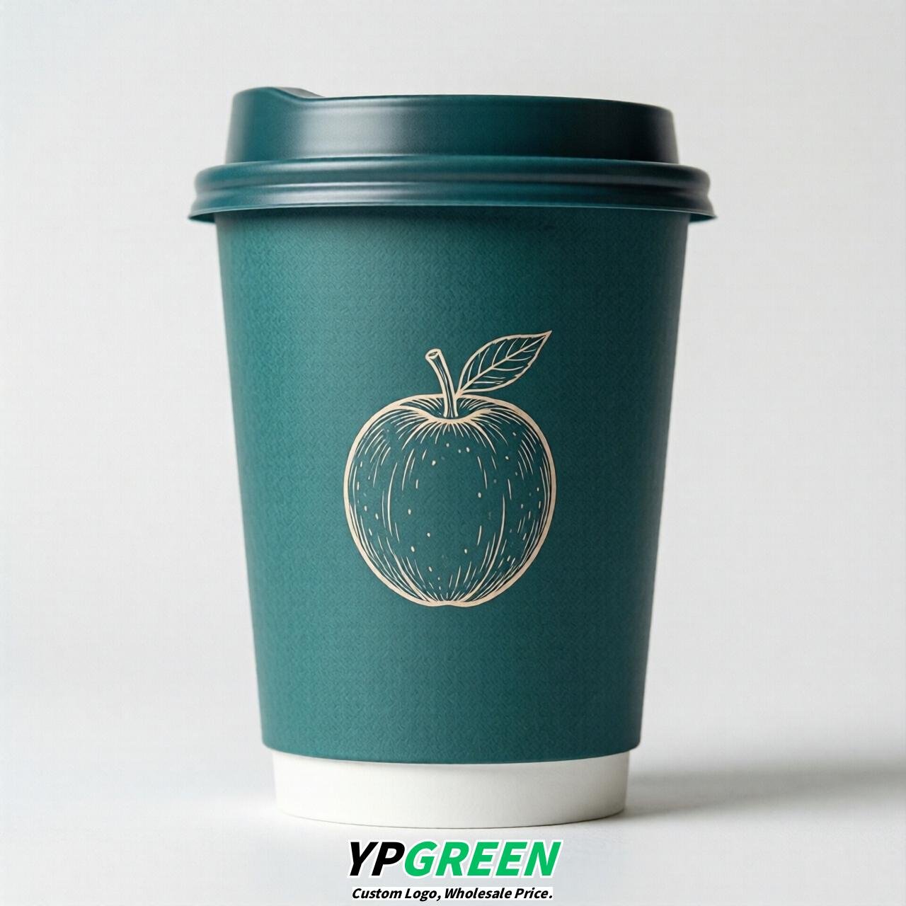Teal Fruits Paper Cups with Lids 8-24oz