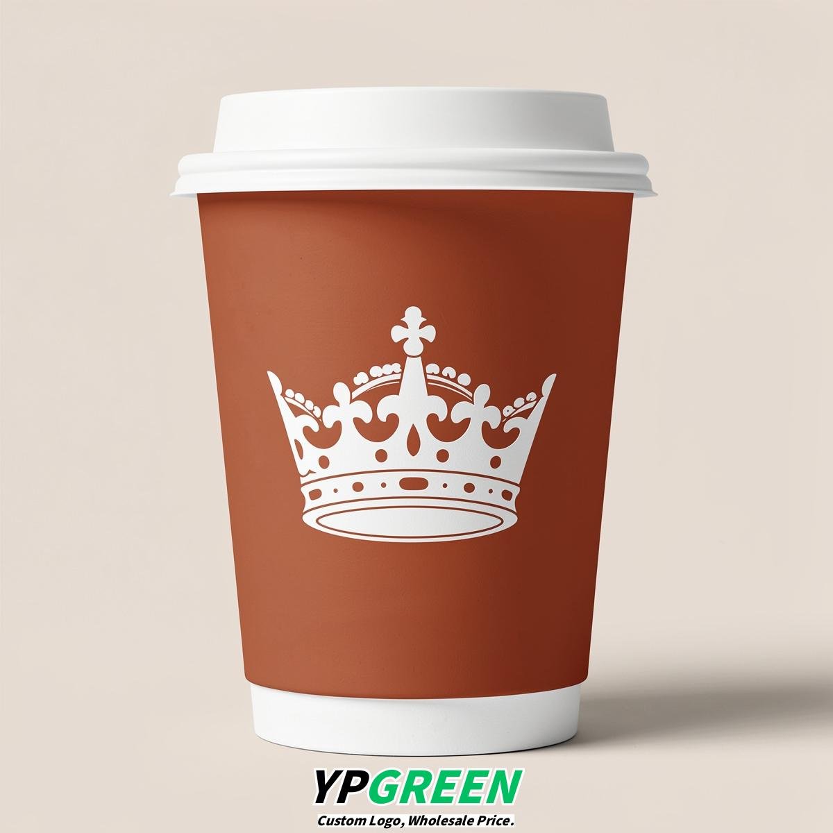Terracotta Paper Cups with Crown Design 8-24oz