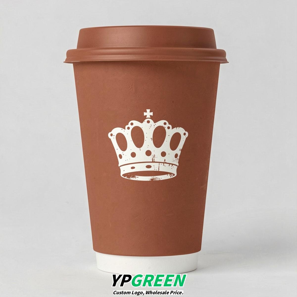 Terracotta Paper Cups with Crown Design 8-24oz