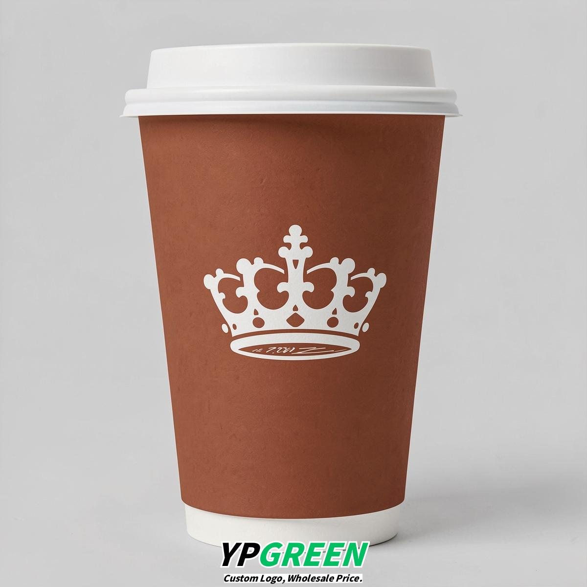 Terracotta Paper Cups with Crown Design 8-24oz