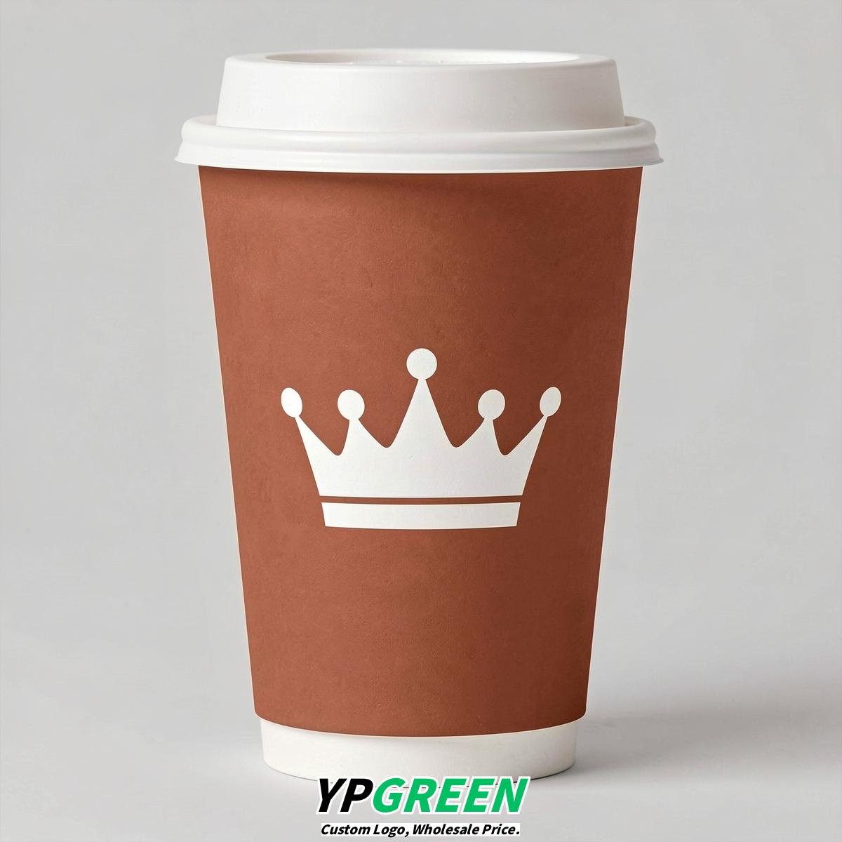 Terracotta Paper Cups with Crown Design 8-24oz