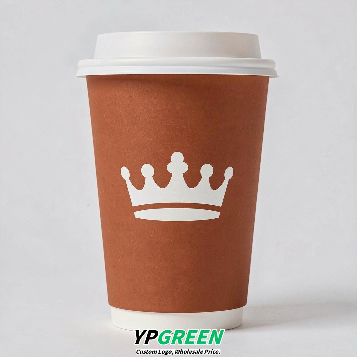 Terracotta Paper Cups with Crown Design 8-24oz