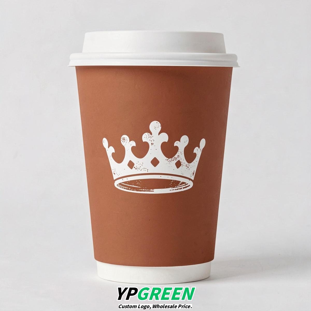 Terracotta Paper Cups with Crown Design 8-24oz