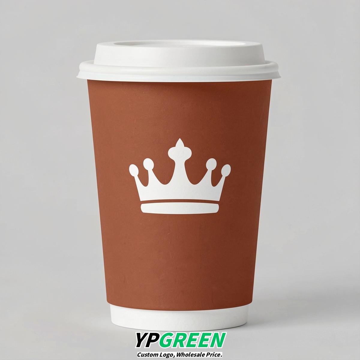 Terracotta Paper Cups with Crown Design 8-24oz