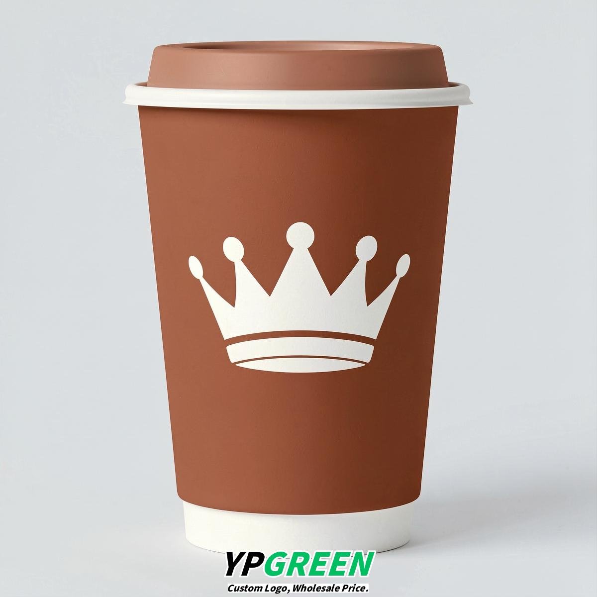 Terracotta Paper Cups with Crown Design 8-24oz