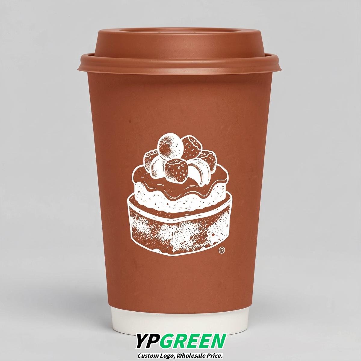 Terracotta Paper Cups with Desserts Design 8-24oz
