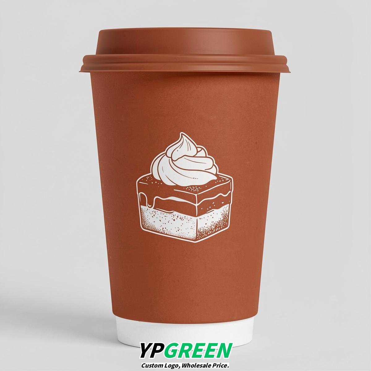 Terracotta Paper Cups with Desserts Design 8-24oz