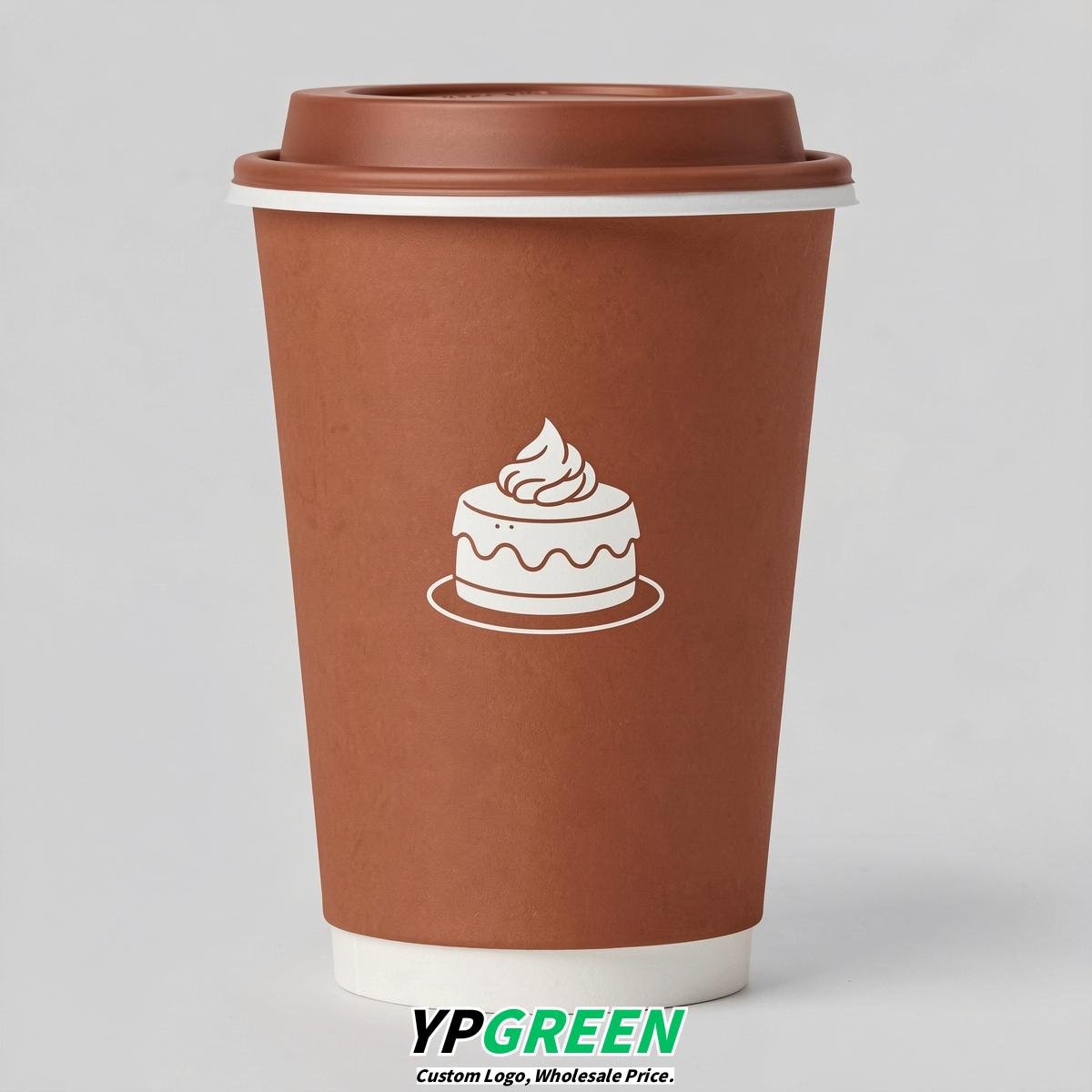 Terracotta Paper Cups with Desserts Design 8-24oz