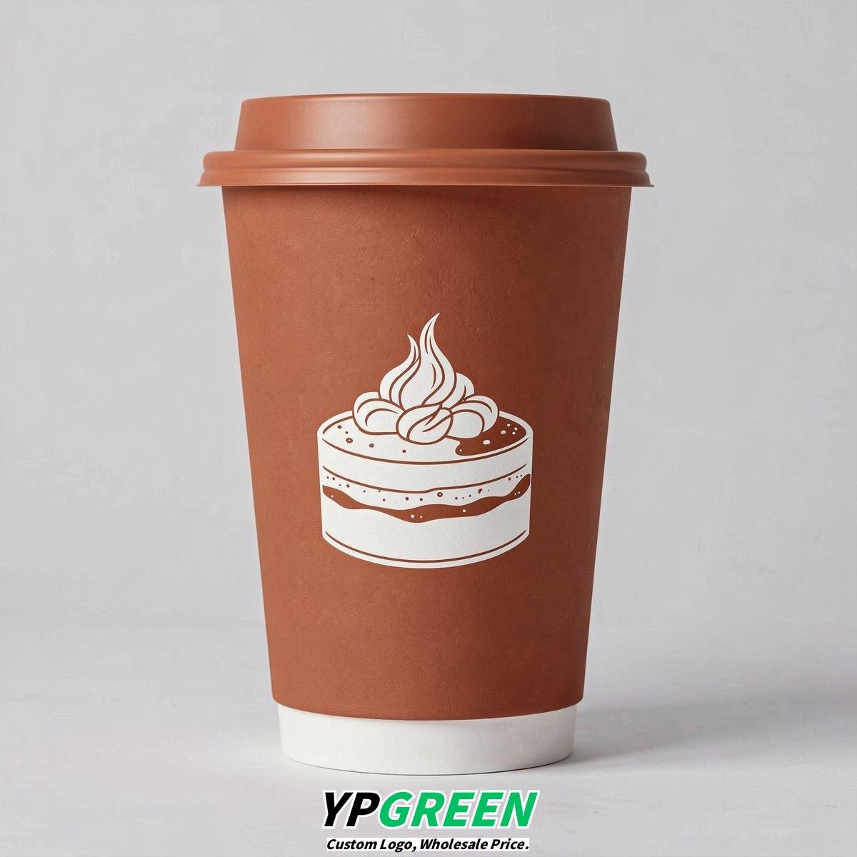 Terracotta Paper Cups with Desserts Design 8-24oz