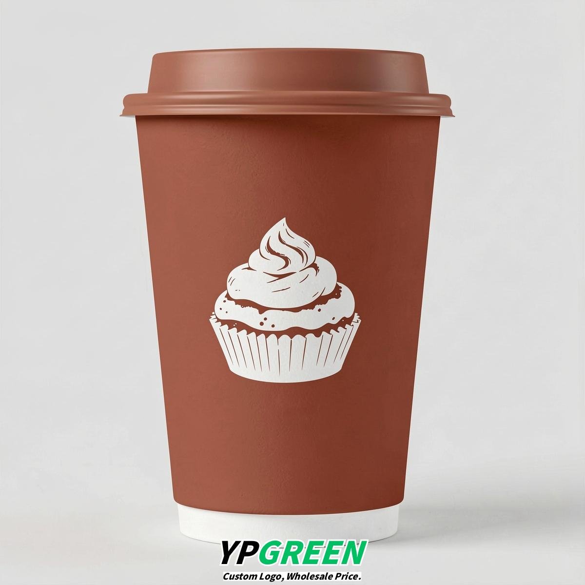 Terracotta Paper Cups with Desserts Design 8-24oz