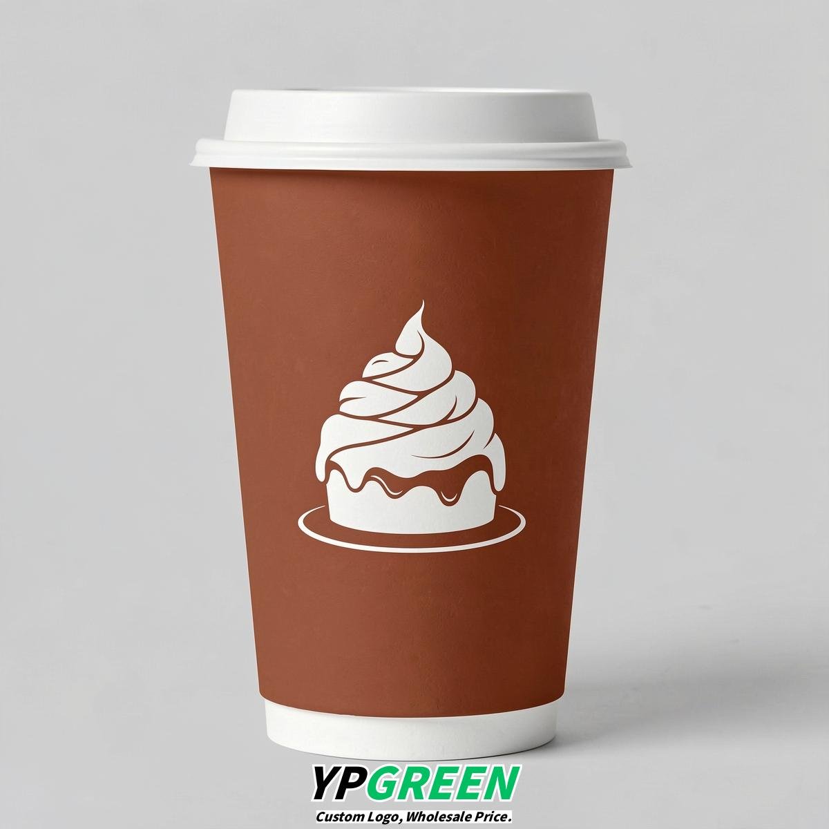 Terracotta Paper Cups with Desserts Design 8-24oz