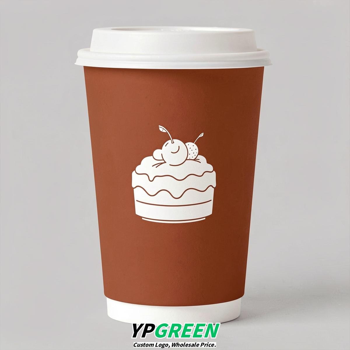 Terracotta Paper Cups with Desserts Design 8-24oz