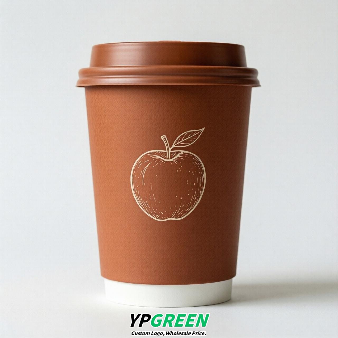 Terracotta Fruits Paper Cups with Lids 8-24oz