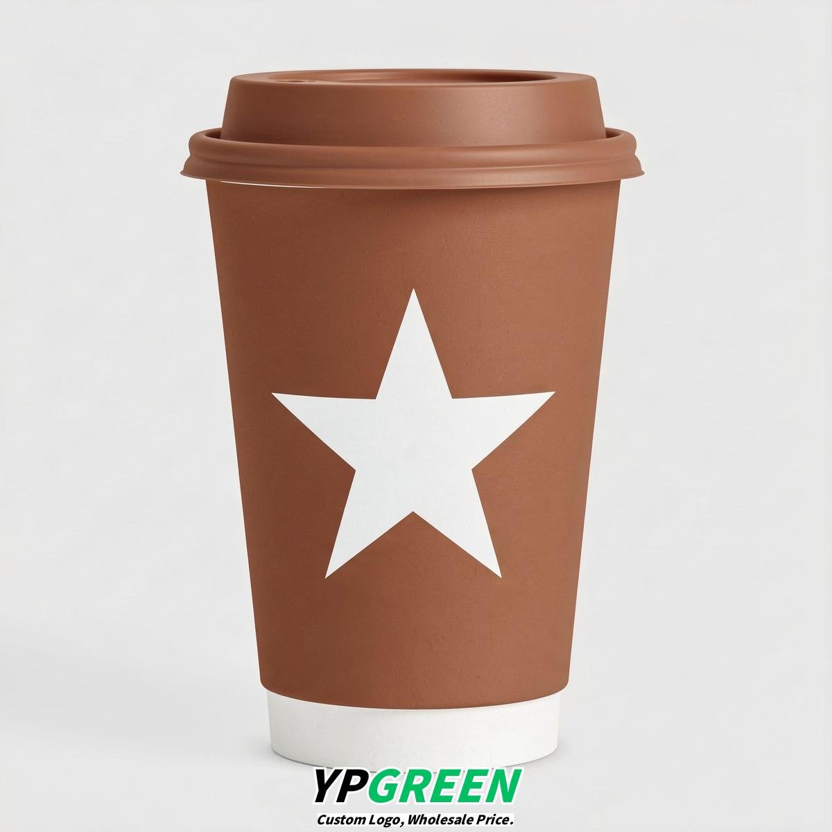 Terracotta Stars Paper Cups with Lids 8-24oz