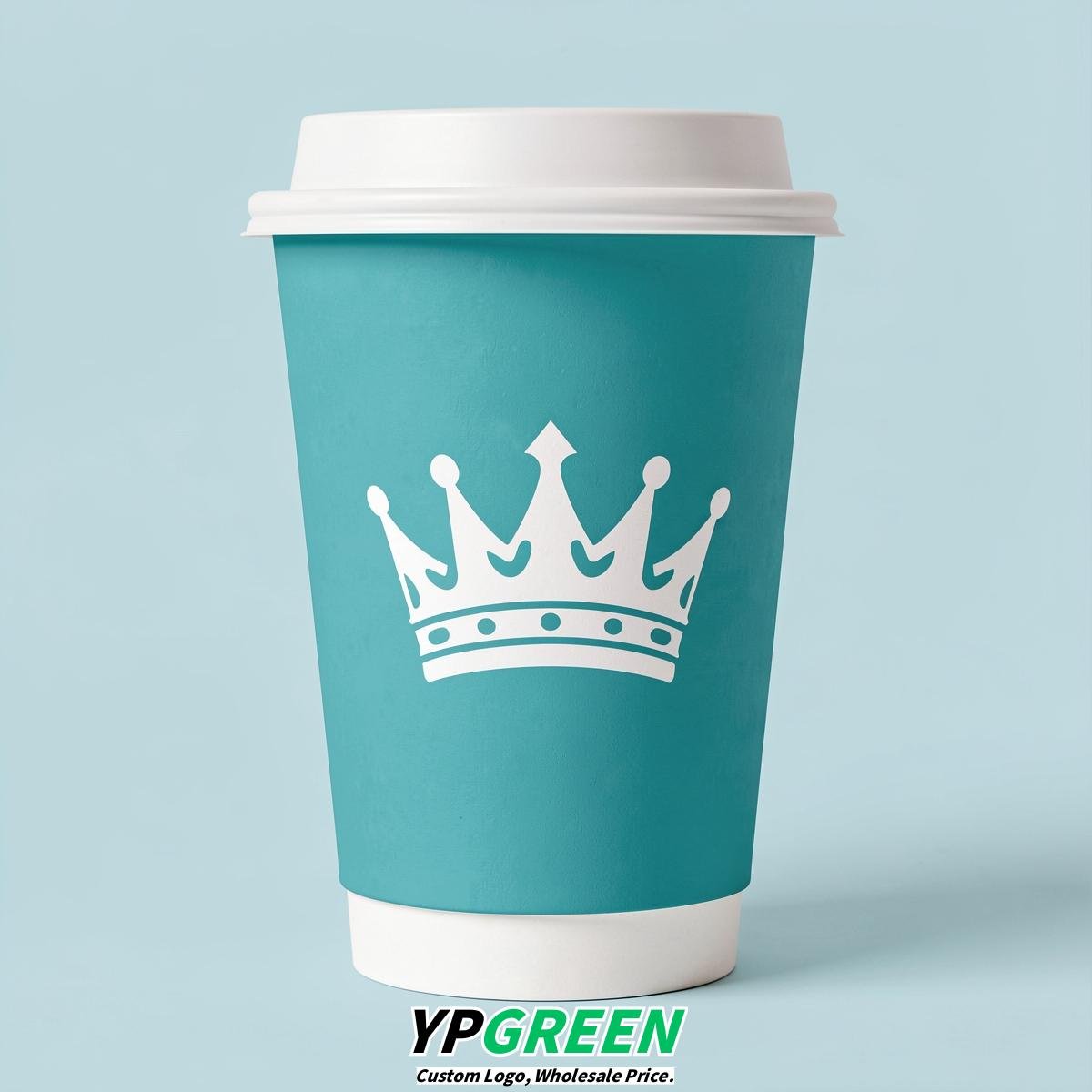 Turquoise Paper Cups with Crown Design 8-24oz