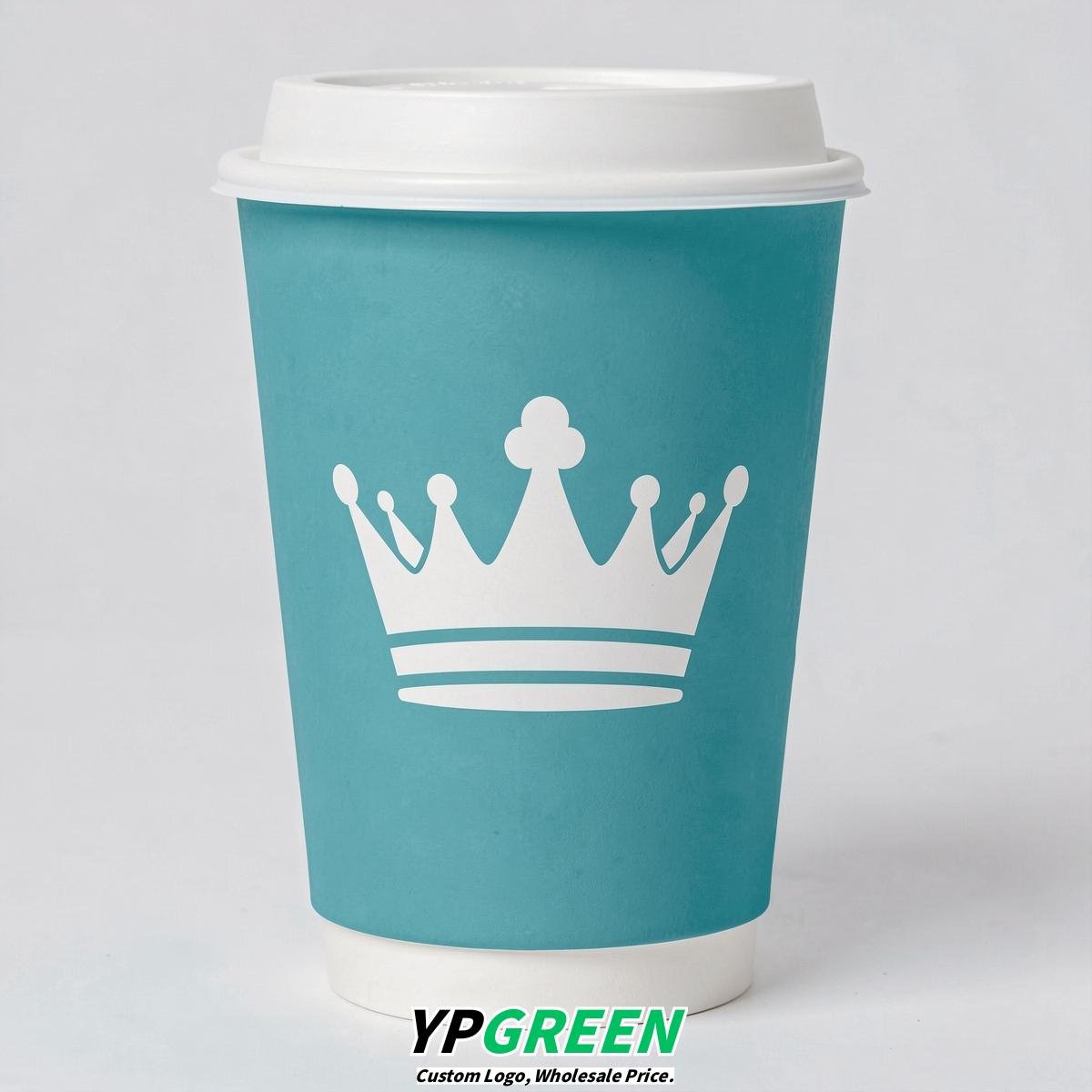 Turquoise Paper Cups with Crown Design 8-24oz Turquoise Paper Cups with Crown Design 8-24oz