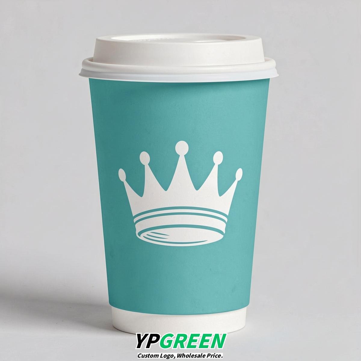 Turquoise Paper Cups with Crown Design 8-24oz