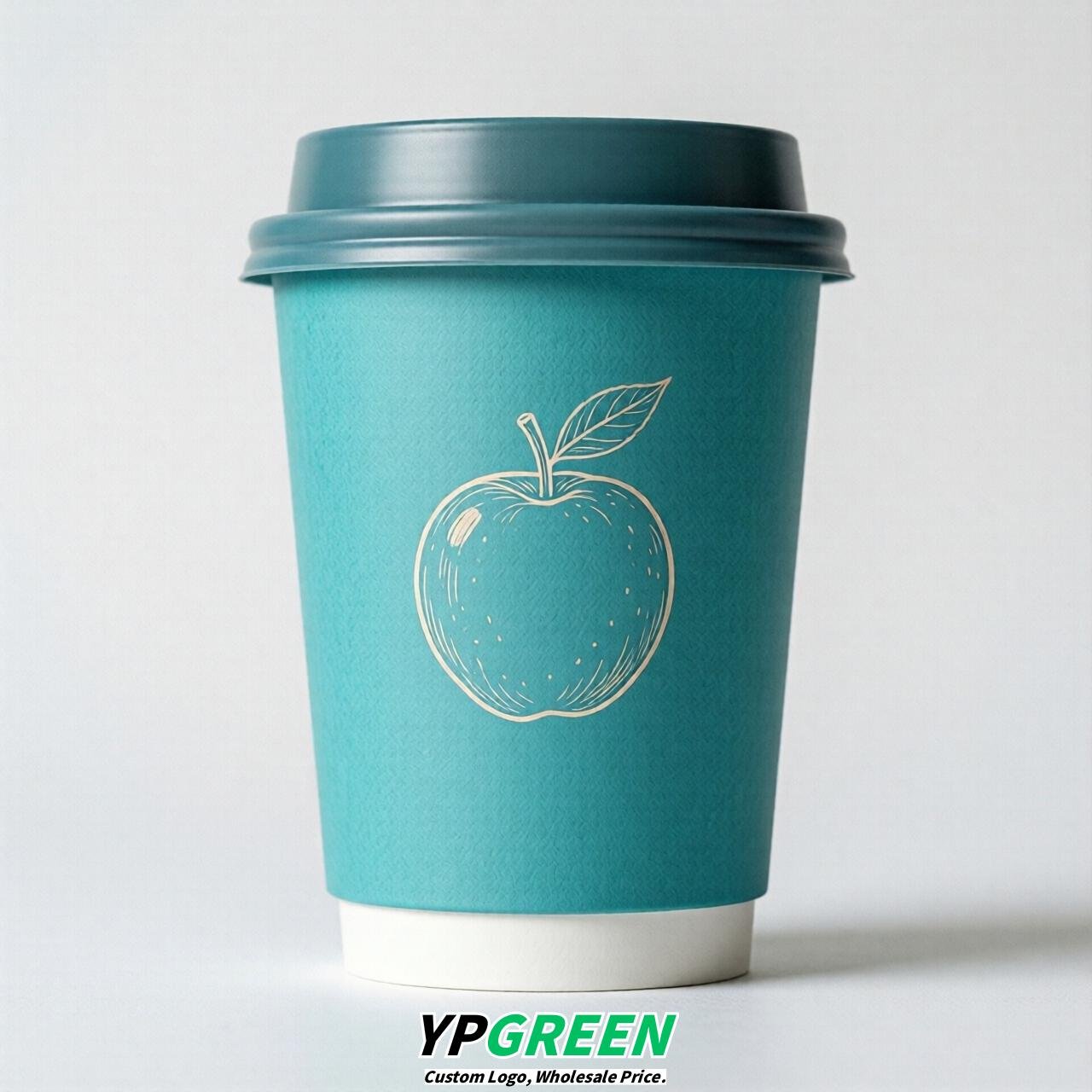 Turquoise Fruits Paper Cups with Lids 8-24oz
