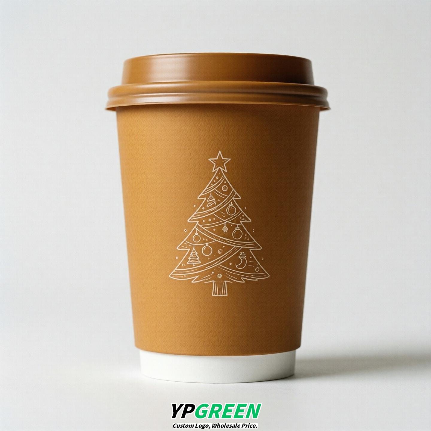 Amber Paper Cups with Christmas Design 8-24oz