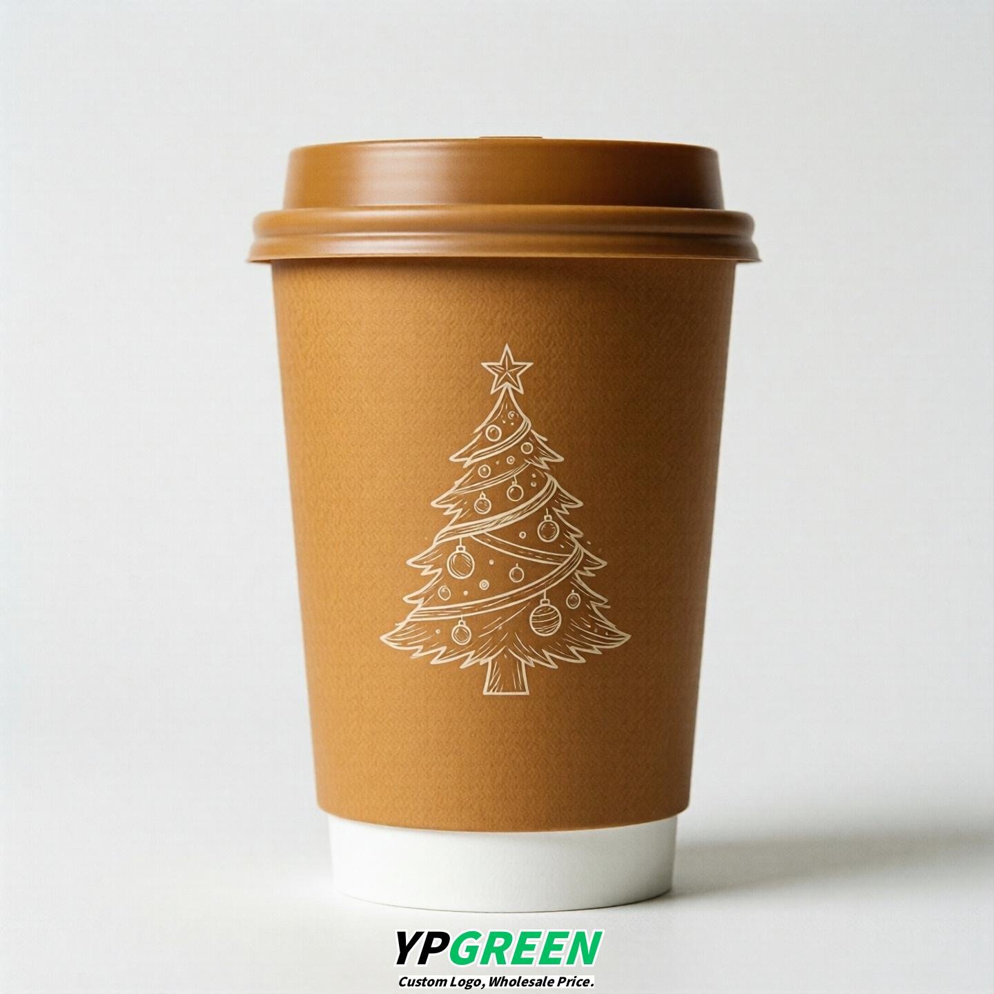 Amber Paper Cups with Christmas Design 8-24oz