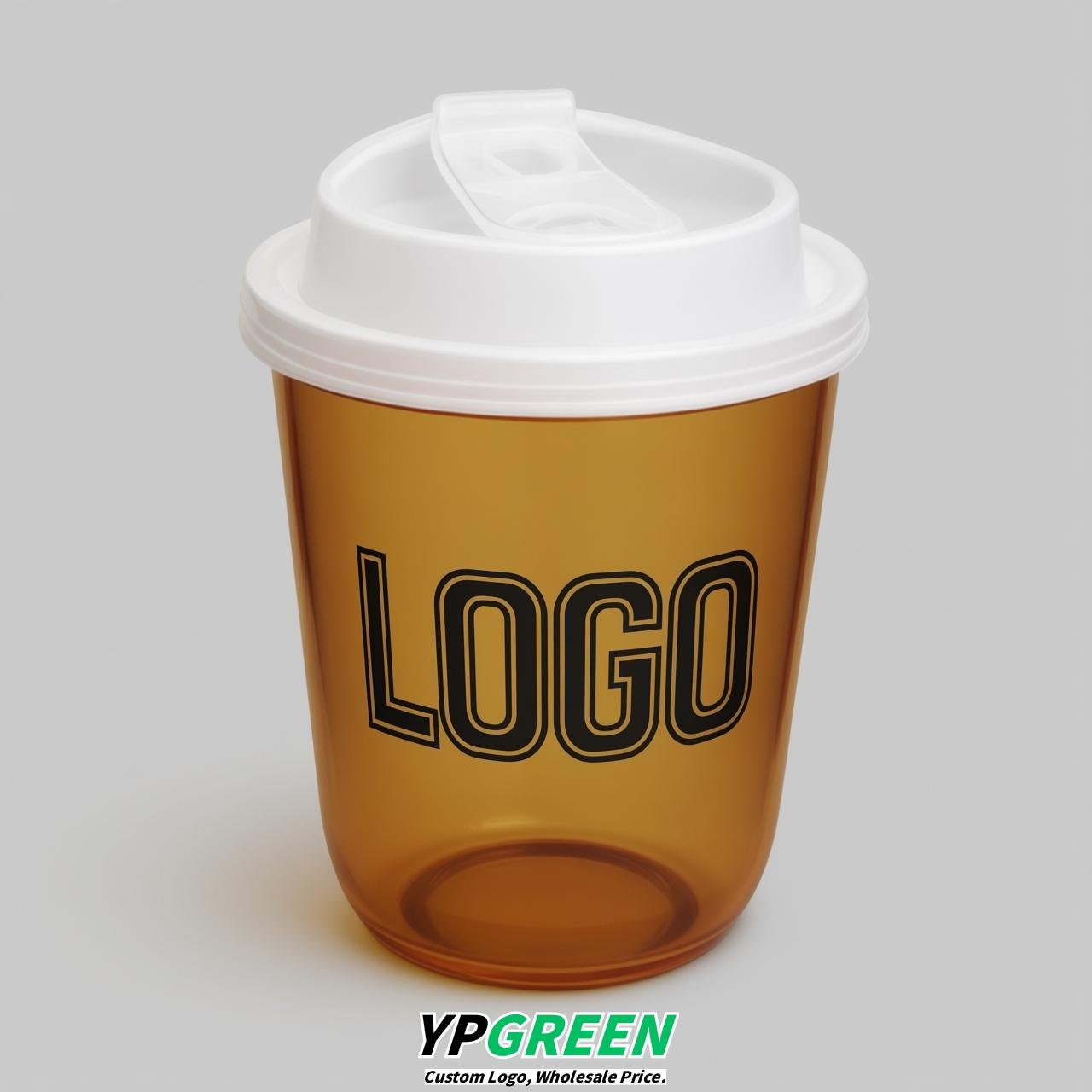 Amber U Shape Cups with Lid - Custom Logo PP & PET Plastic Disposable