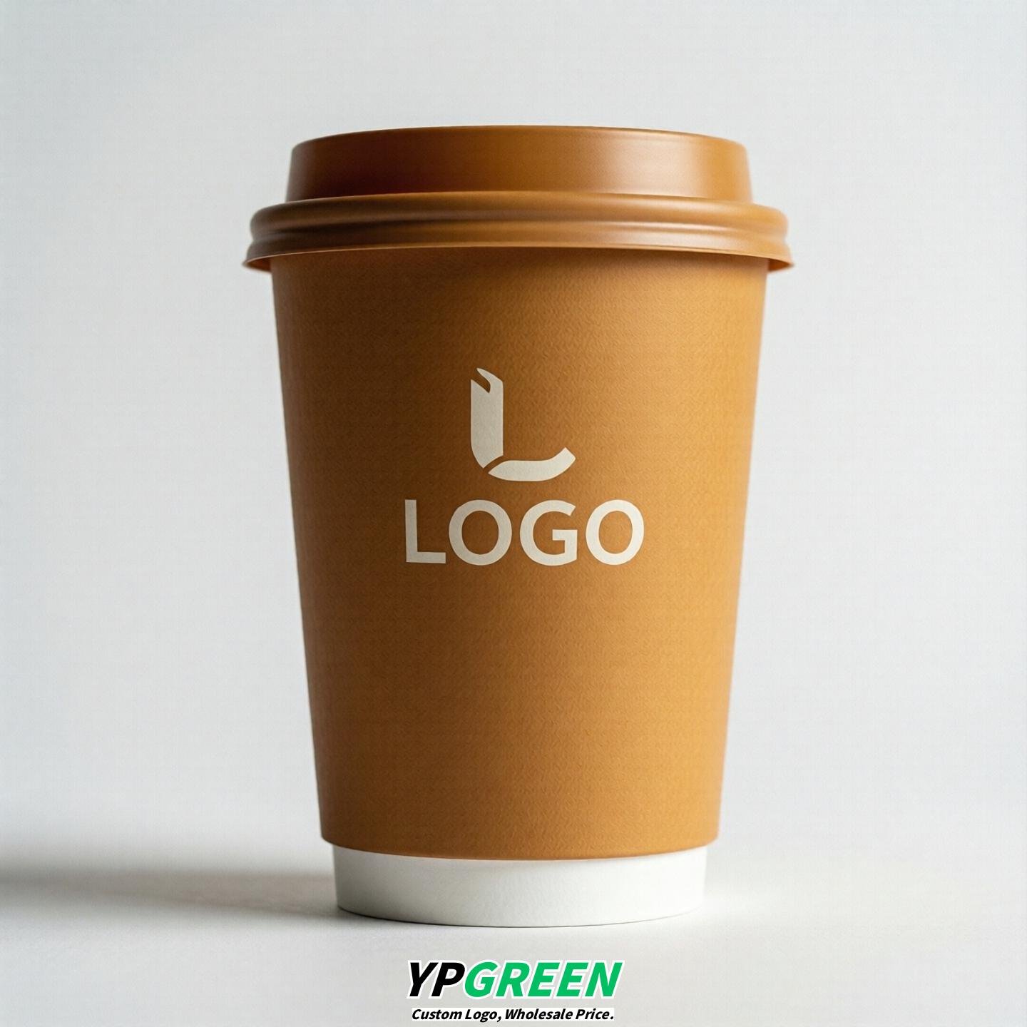 Amber Custom Logo Paper Cups: 8-24oz & Double Wall