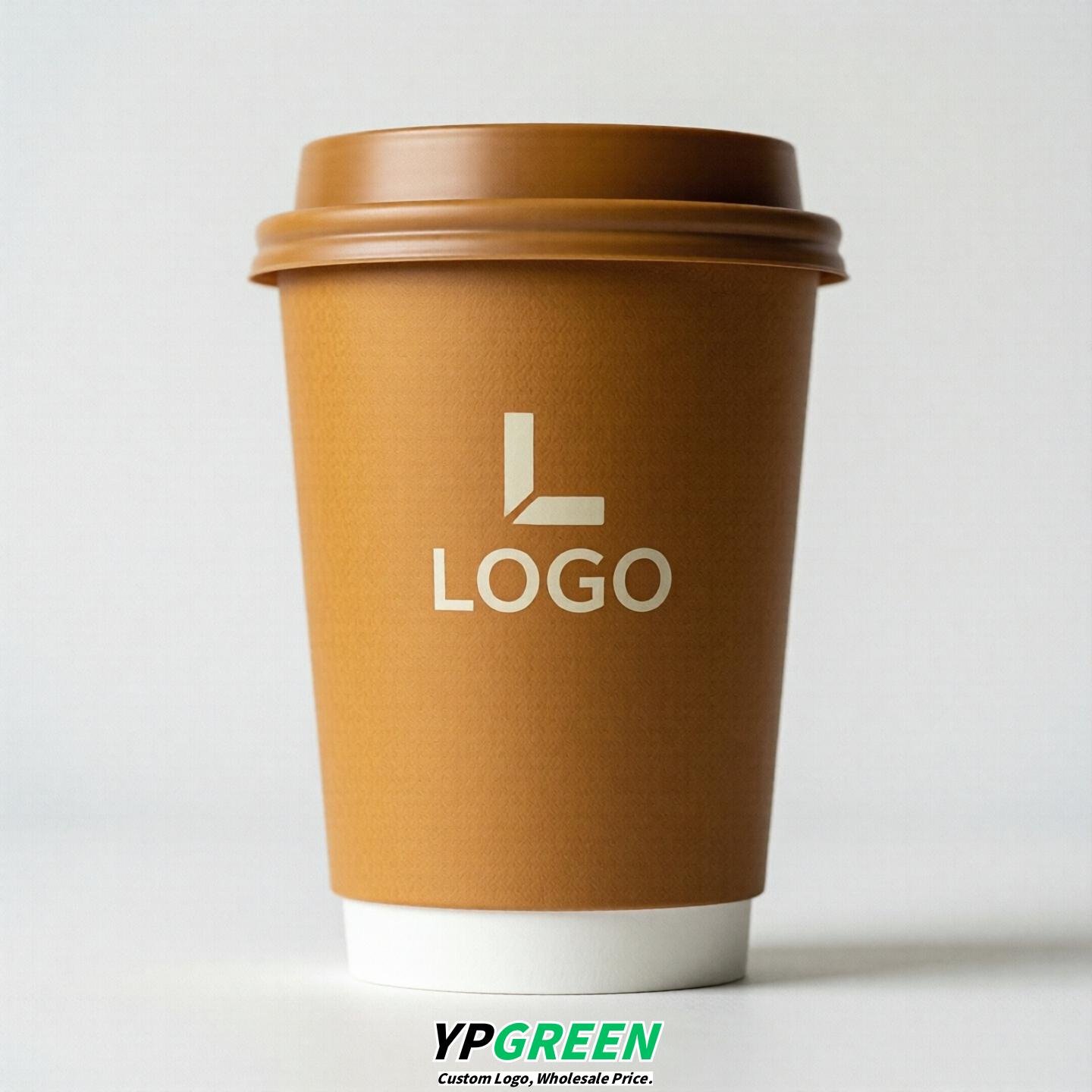 Amber Custom Logo Paper Cups: 8-24oz & Double Wall
