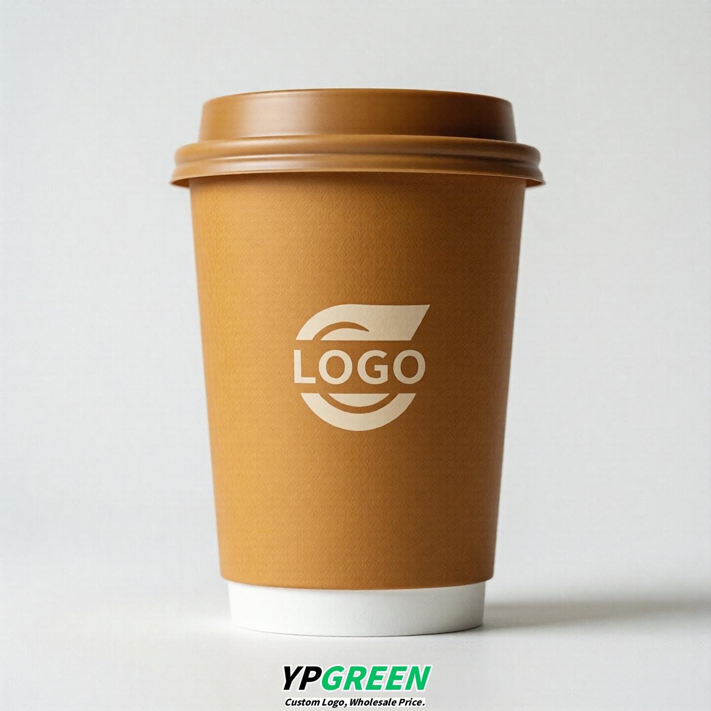 Amber Custom Logo Paper Cups: 8-24oz & Double Wall