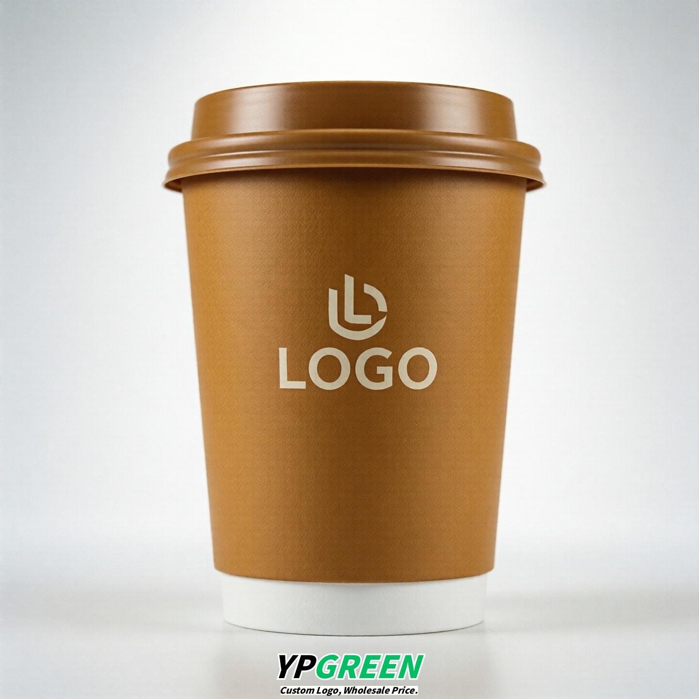 Amber Custom Logo Paper Cups: 8-24oz & Double Wall