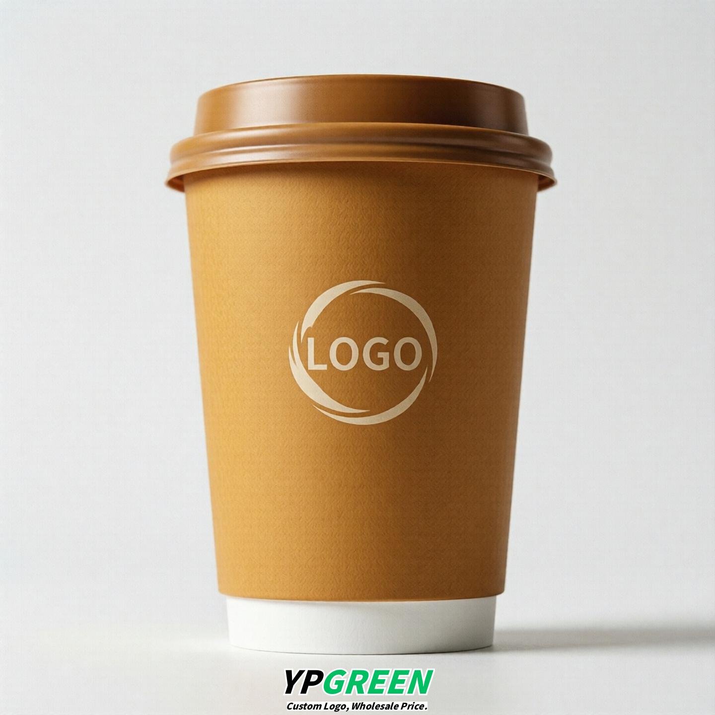 Amber Custom Logo Paper Cups: 8-24oz & Double Wall