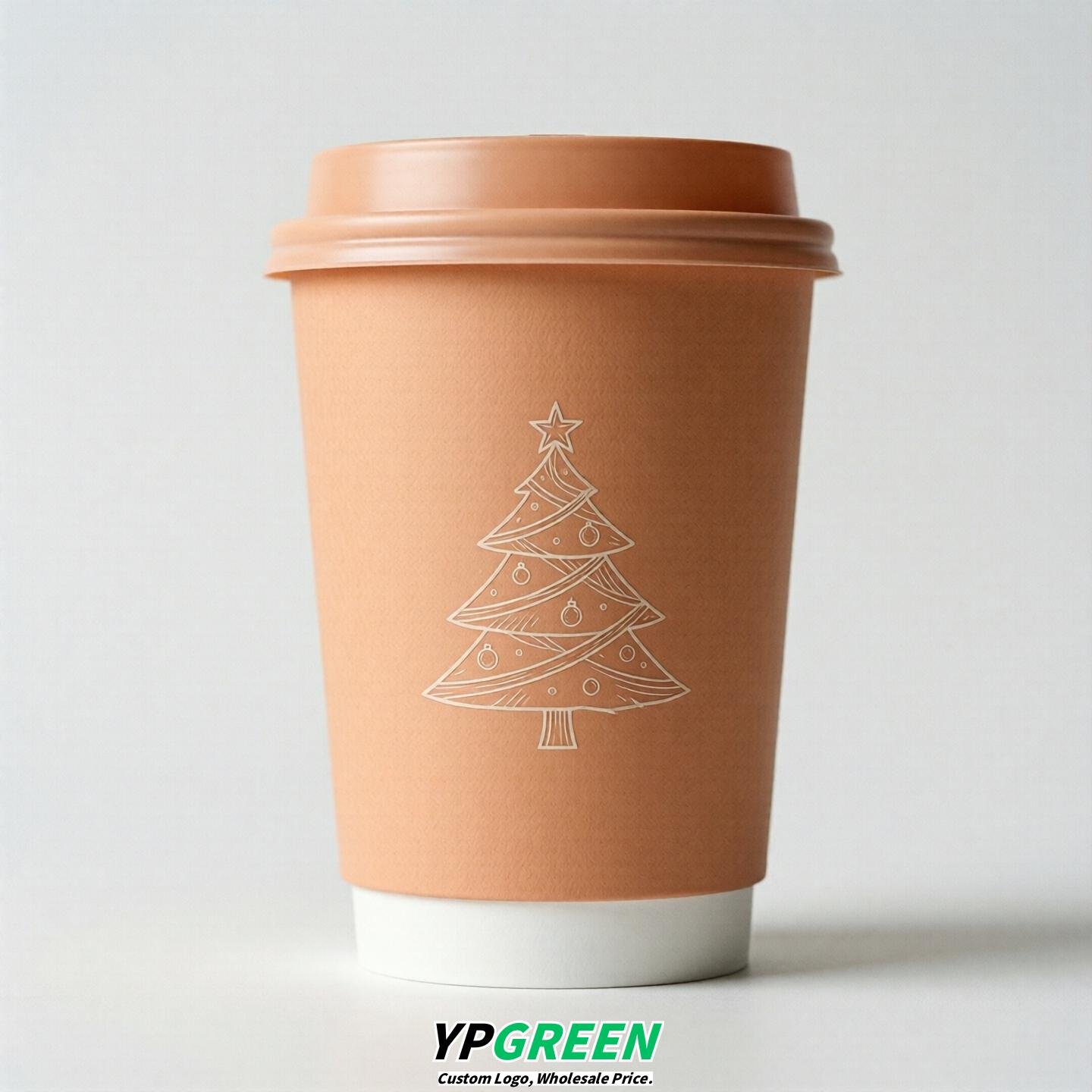 Apricot Paper Cups with Christmas Design 8-24oz