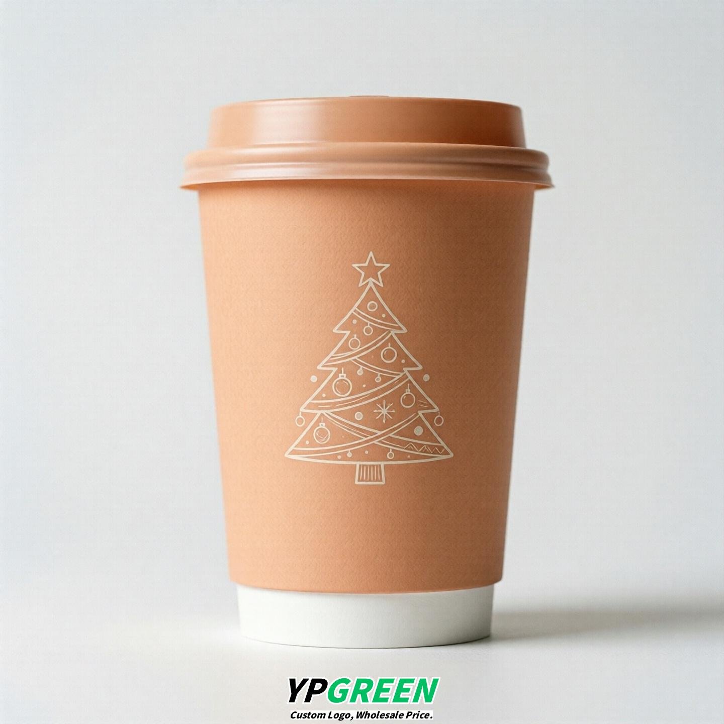Apricot Paper Cups with Christmas Design 8-24oz